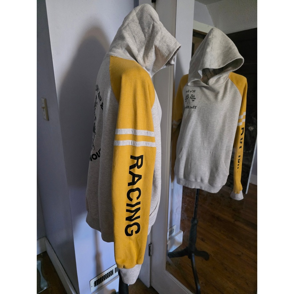 Jerzees NuBlend Racing Hoodie Womens Large Gray Yellow New Without Tag - Picture 2 of 4